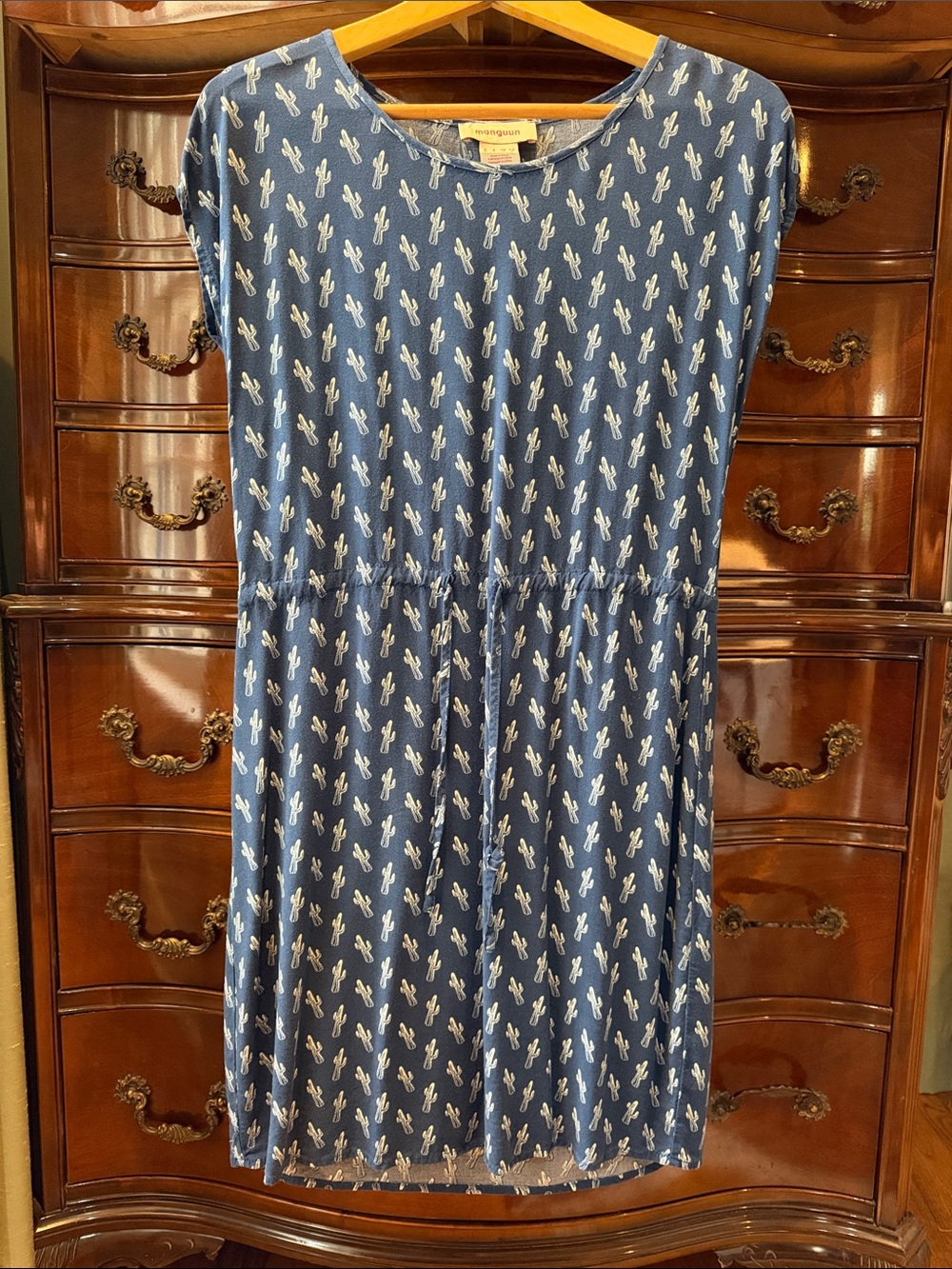 Soft Indigo Cactus Print Women’s Dress